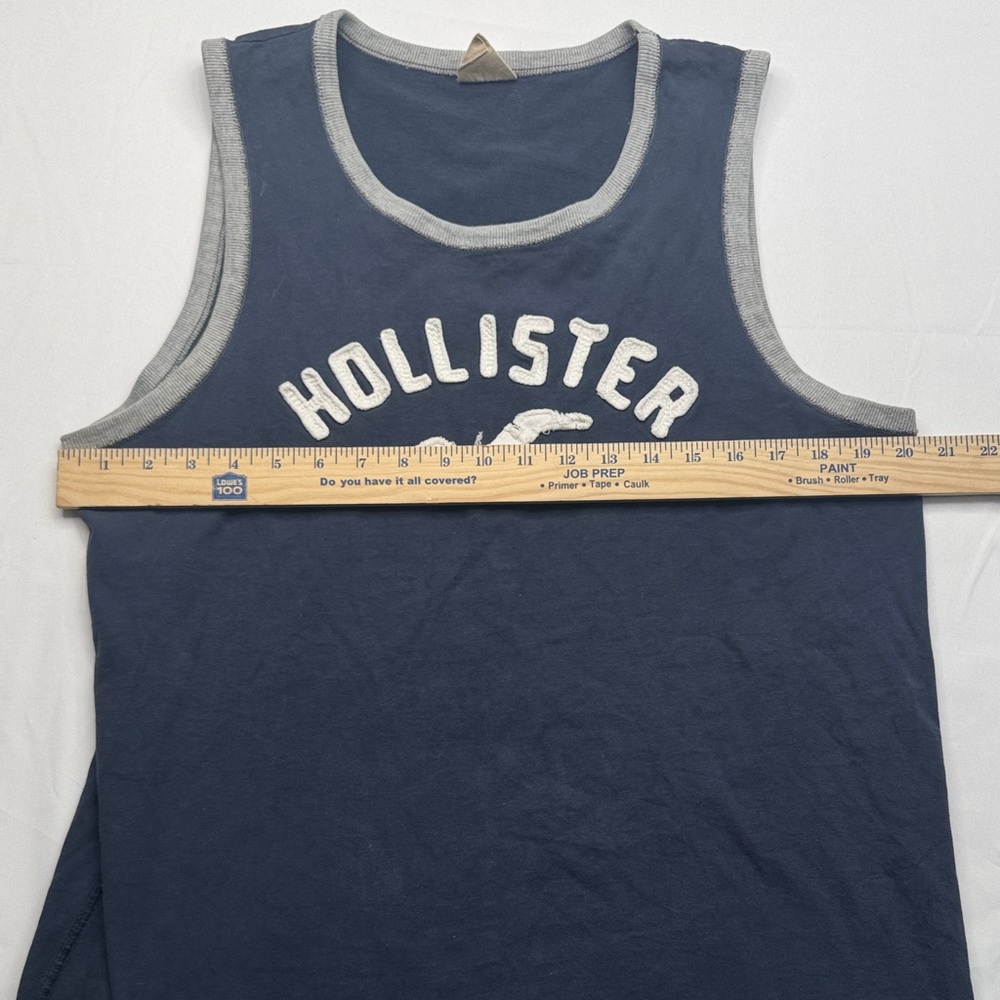 Hollister Navy Blue Tank with Light Gray Trim and Logo XL vintage Y2K preppy - Picture 3 of 5
